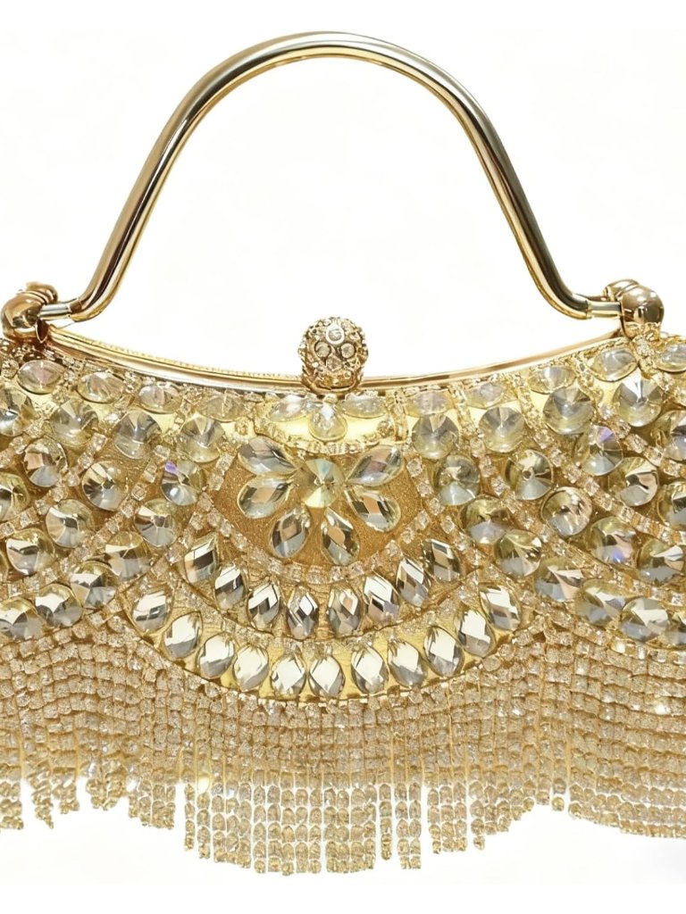 2026 Fringe Rhinestones Clutch Purse For Women Elegant Mesh Evening Bag Crystal